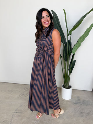The Vera Tie Dress (Brown)