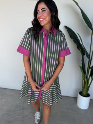 The Faye Button Dress (Pink)