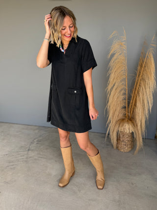 The Scout Denim Dress (Black)