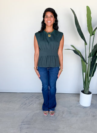 The Jianna Pleated Top (Forest)