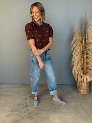 The Kim Polkadot Sweater (Brown)