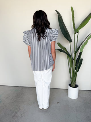 The Adelaide Striped Top (Black)