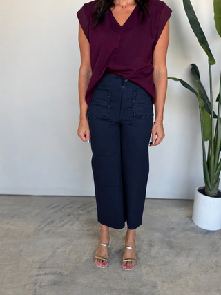 The Alma Scalloped Pants (Navy)