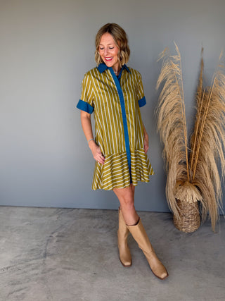 The Faye Button Dress (Olive)