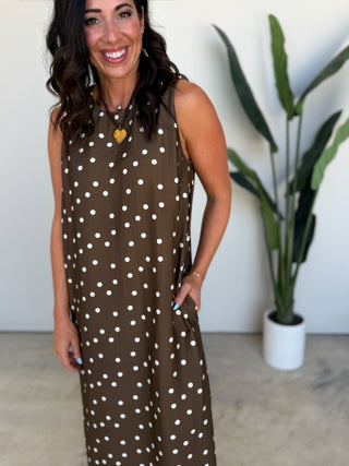 The Magda Polka Dot Dress (Brown)