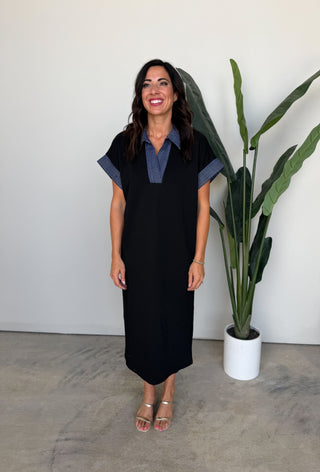 The Emery Stitch Dress (Black)