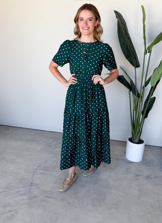 The Marian Polkadot Dress (Forest)