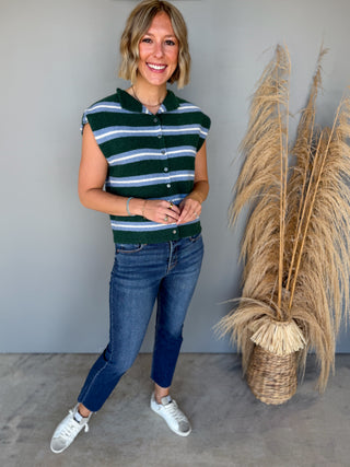 The Chloe Button Sweater (Forest)