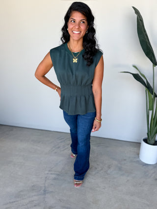 The Jianna Pleated Top (Forest)
