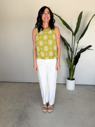 The Lucia Embroidered Top (Lime)