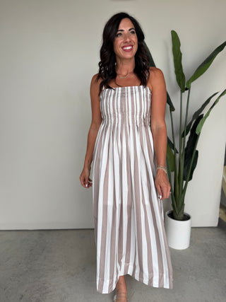 The Siena Striped Dress (Taupe)