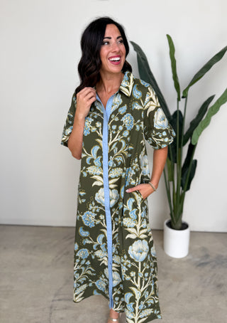 The Ingrid Button Dress (Olive)