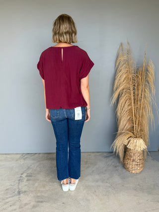 The Gabels Linen Top (Merlot)