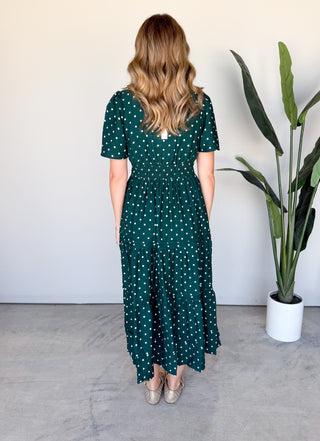 The Marian Polkadot Dress (Forest)