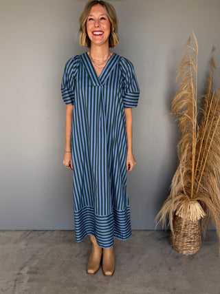 The Edna Striped Dress (Blue)