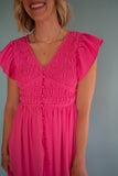 The Kori Button Dress (Pink)