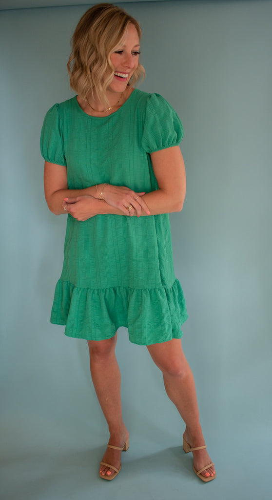 The Claudia Textured Dress (Green)
