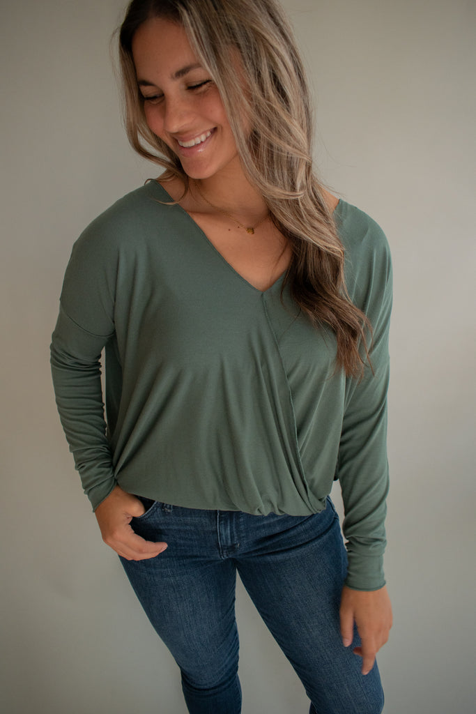 The Karlin Wrap Top (Sage)