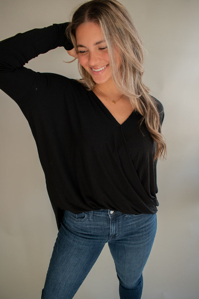 The Karlin Wrap Top (Black)