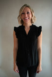The Dixie Flutter Sleeve Top (Black)