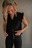 The Dixie Flutter Sleeve Top (Black)