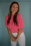 The Marina Puff Sleeve Top (Pink)
