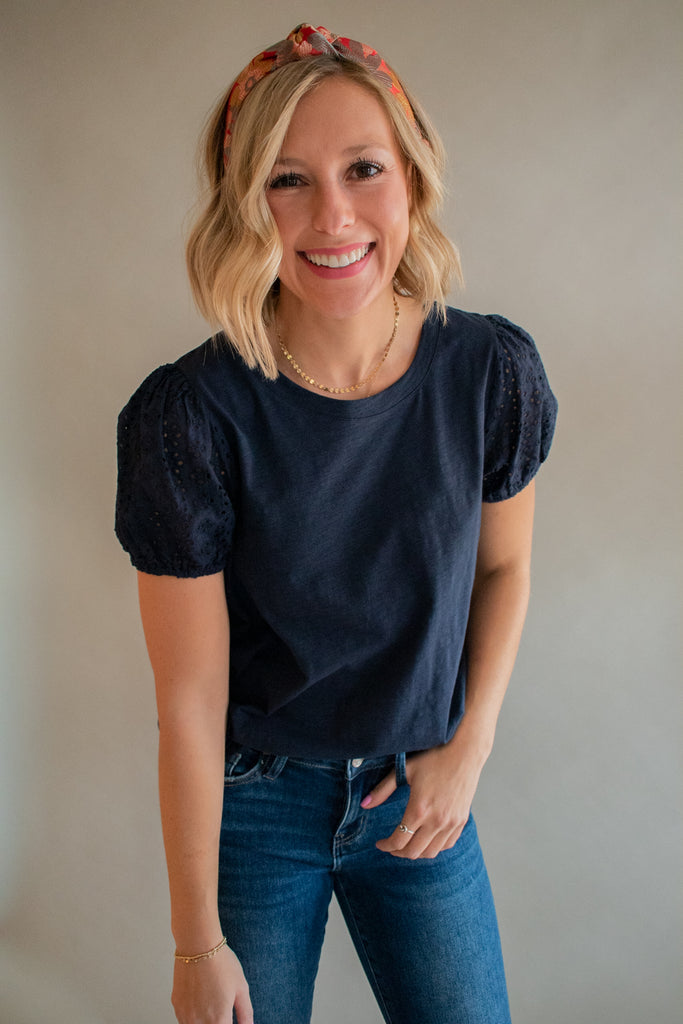 The Luca Eyelet Sleeve Top