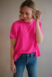 The Remsen Ribbed Top (Hot Pink)