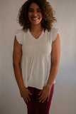 The Aubrey Smocked Top (White)