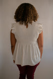 The Aubrey Smocked Top (White)