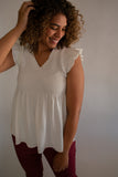 The Aubrey Smocked Top (White)