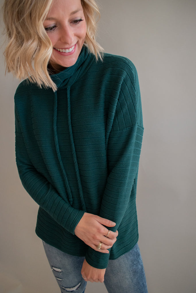 The Jessica Ribbed Cowl Neck Top