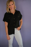 The Hillary Button Top (Black)