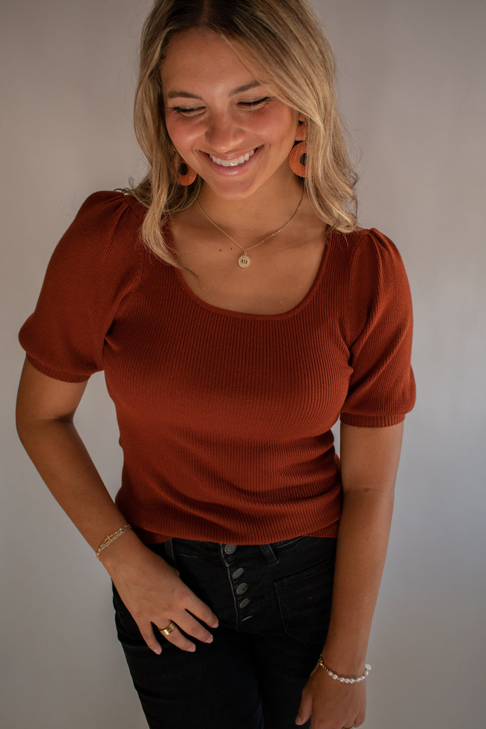 The Nichols Ribbed Top (Copper)