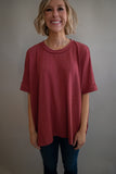 The Maddie Waffle Top (Maroon)