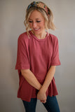 The Maddie Waffle Top (Maroon)
