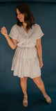 The Camryn Striped Button Dress (Taupe)