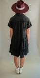 The Meredith Tiered Dress (Black Denim)