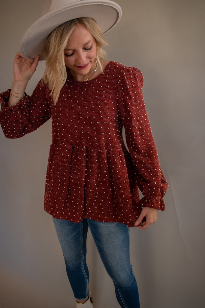 The Emmie Dotted Sweater (Maroon)