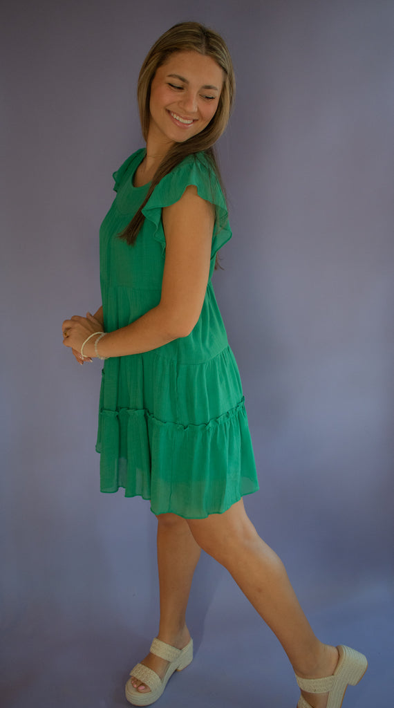 The Zina Tiered Dress (Green)