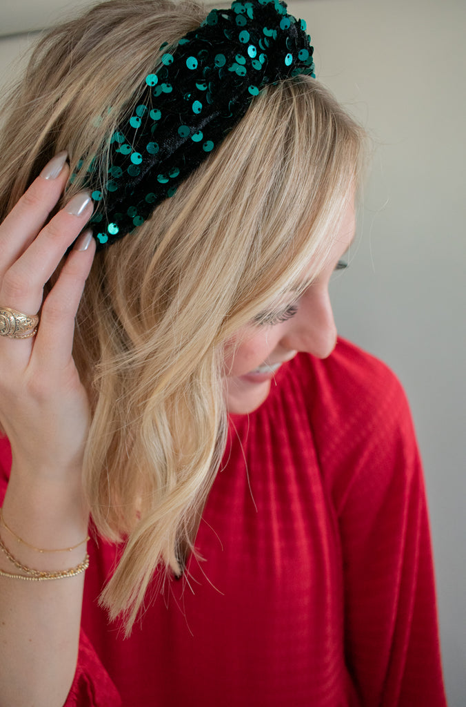 The Lex Green Sequin Headband The Well Clothing Boutique