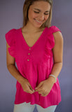 The Rylee Flutter Sleeve Top (Pink)