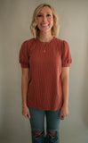 The Durham Ribbed Top (Rust)