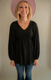 The Everly Smocked Top (Black)