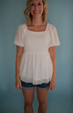 The Kayla Smocked Top (White)