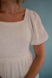 The Kayla Smocked Top (White)