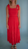 The Heidi Smocked Dress (Red)