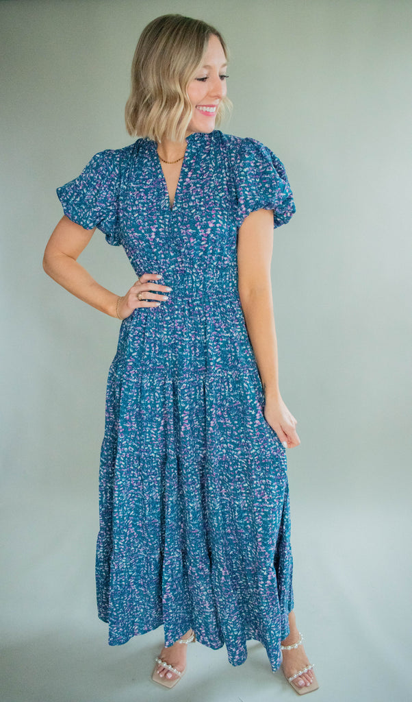 The Frazier Patterned Dress (Teal)