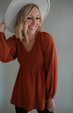 The Everly Smocked Top (Rust)
