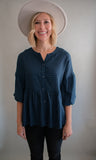 The Mei Gingham Top (Navy)